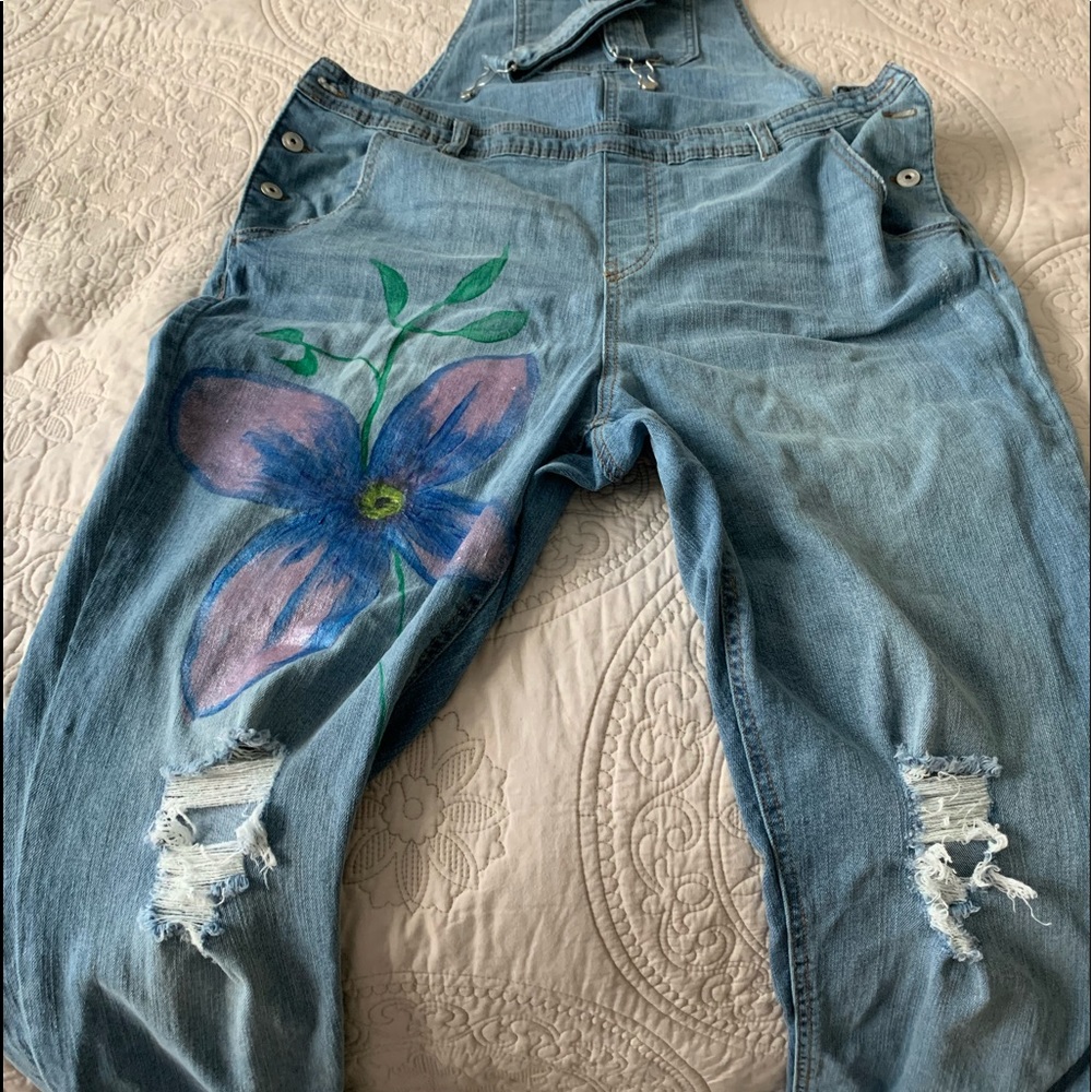 Hand Painted Stretch Overalls